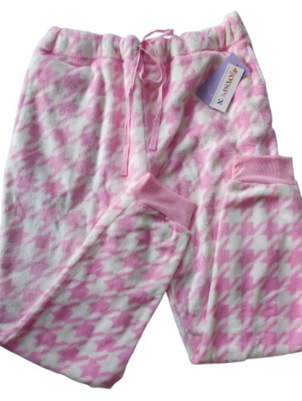Joyspun Plush Pink White Drawstring Pajama Jogger Lounge Pant Size XL NEW NWT - Picture 2 of 11